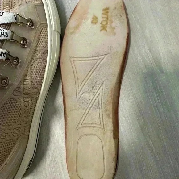 Christian Dior JA dior High Top Sneakers Beige Knit Transparent Logo Laces 40-9
